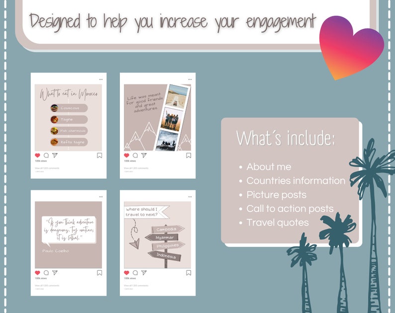 Travel Instagram template, Travel agent canva template, Travel social media template image 4