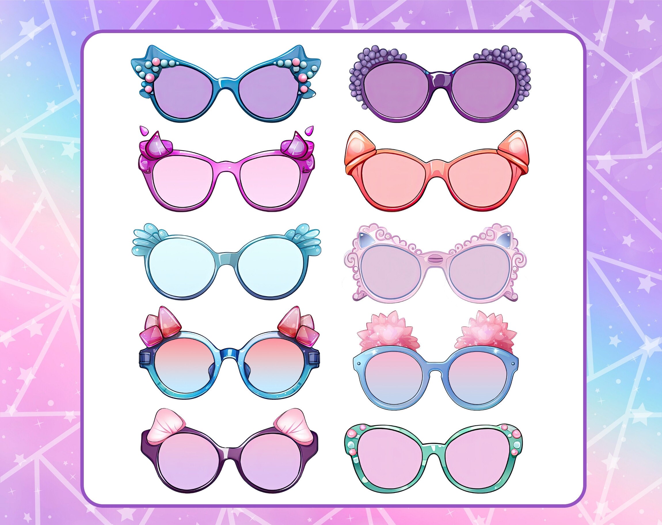 20 Vtuber Fantasy Glasses . Pngtuber Outfit Assets for Twitch. Vtuber