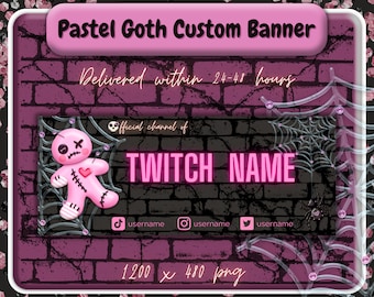 Twitch banner commission | Gothic Twitch banner custom | Pastel Goth stream banner