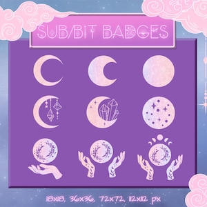 Twitch Sub Badges. Moon Bit Badges. Pink moon emote