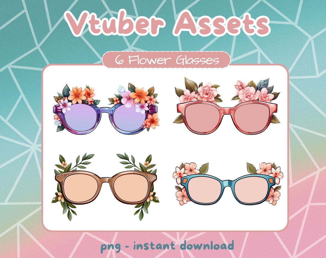 Vtuber Flowers Glasses . Pngtuber Outfit Assets. Lofi Twitch Items. Etsy