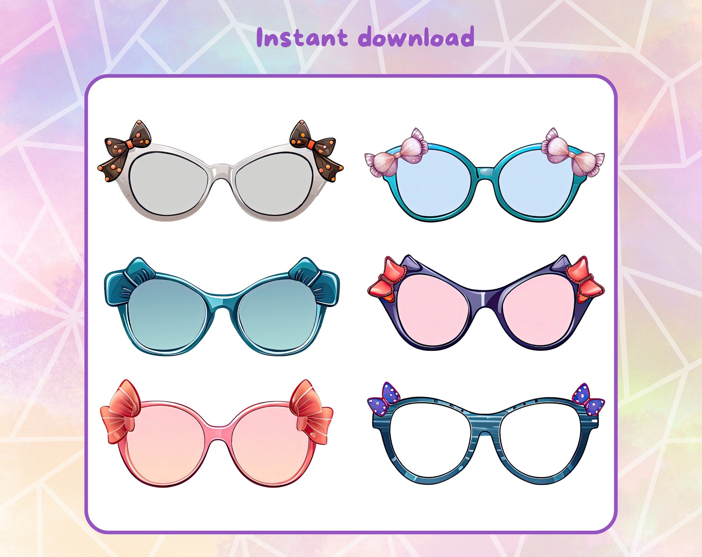 12 Vtuber Bow Glasses . Pngtuber Assets for Twitch. Vtuber Cute Outfit
