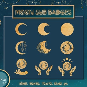 Twitch Sub Badges. Moon Bit Badges. Gold emote