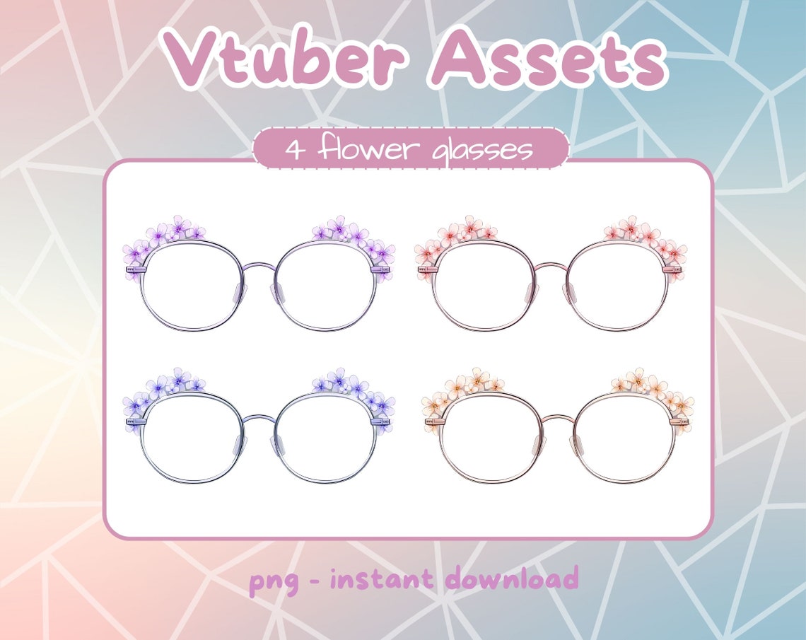 Vtuber Flower Glasses . Pngtuber Outfit Assets. Lofi Twitch Items. Etsy