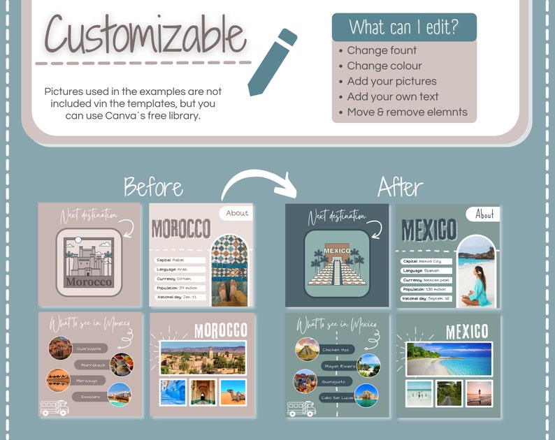 Travel Instagram template, Travel agent canva template, Travel social media template image 6