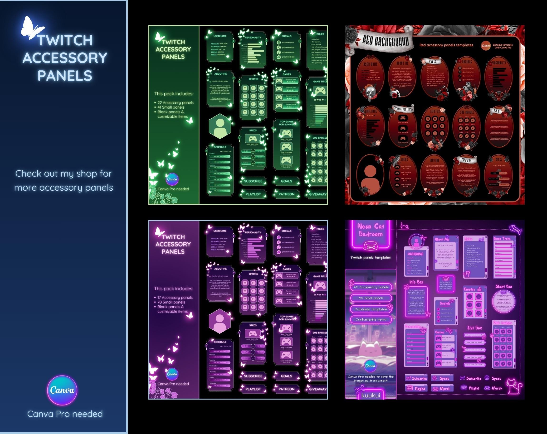 Twitch Panels Bio. Blue Twitch Panels Canva Template. Butterfly Stream ...