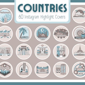 Instagram highlight covers countries | Travel highlight covers | Adventure Instagram icons