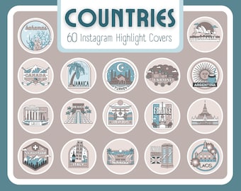 Instagram highlight covers countries | Travel highlight covers | Adventure Instagram icons