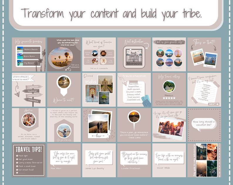 Travel Instagram template, Travel agent canva template, Travel social media template image 3
