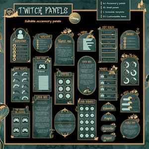 Grüner Pilz Twitch Panels - Verzauberter Wald bearbeitbares Twitch Panels Zubehör - Canva Template