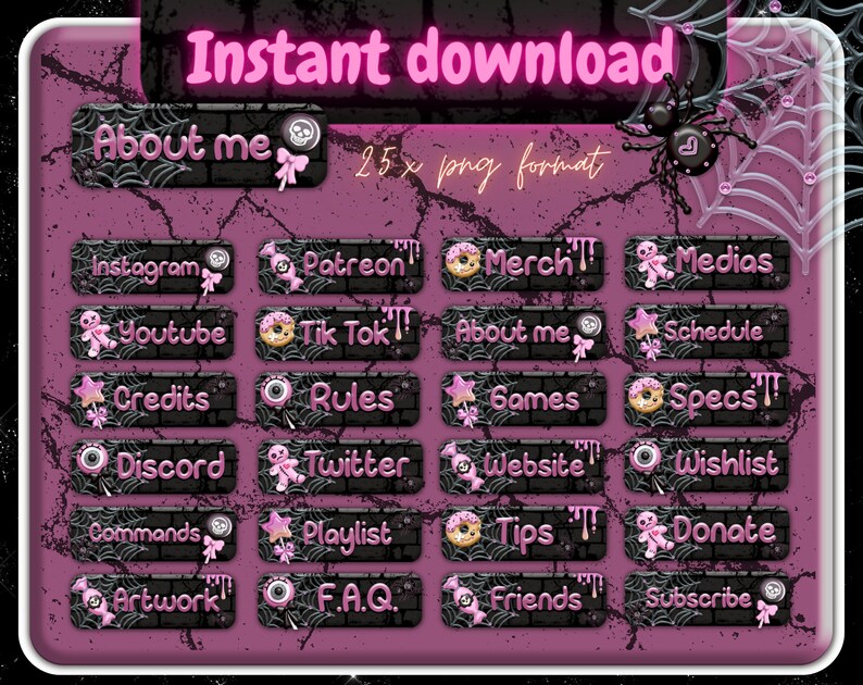 Spooky Candy Twitch Panels Stream Panels Pastel Goth Panels Widgets Etsy