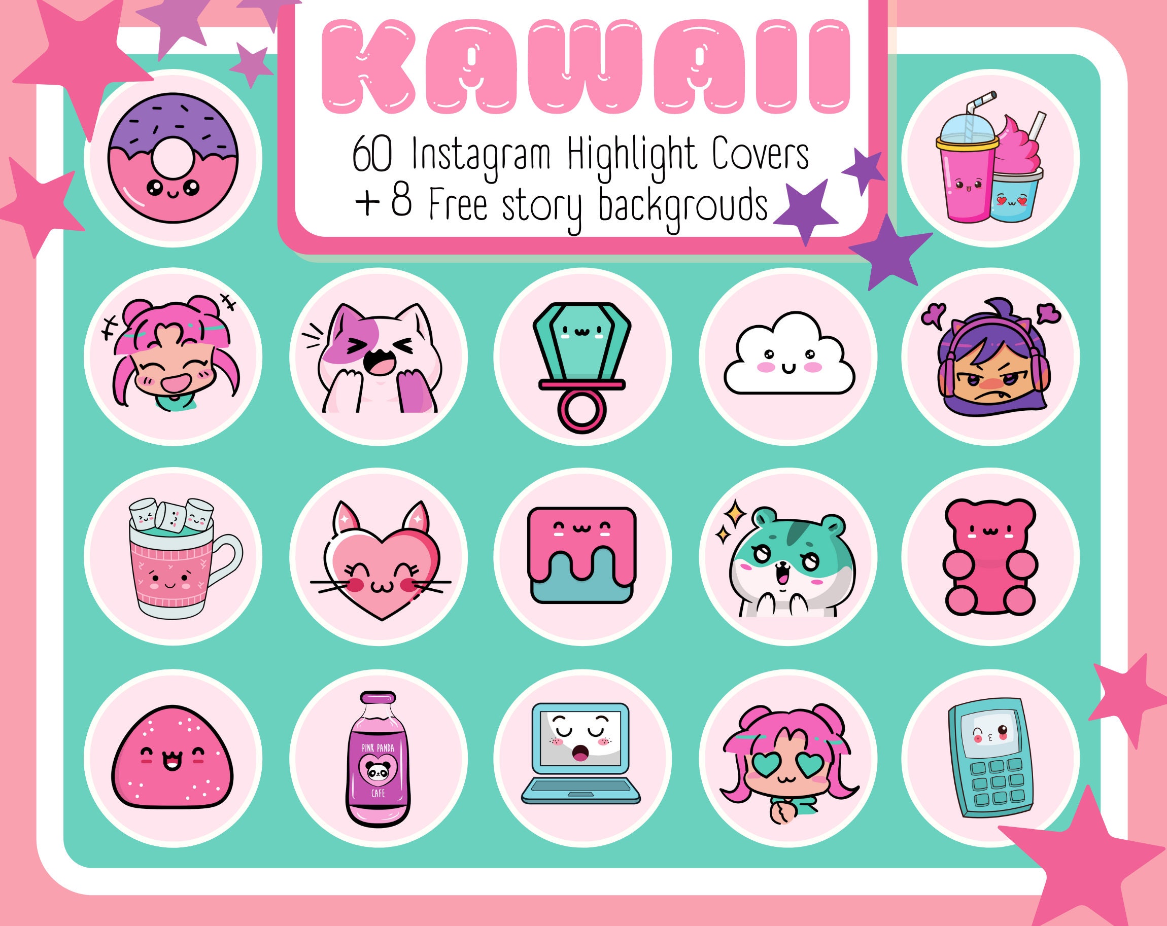 60 Kawaii Instagram Highlight Covers. Yami Kawaii Story Etsy