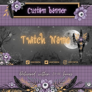 Purple goth Twitch banner. Custom Twitch banner gothic.