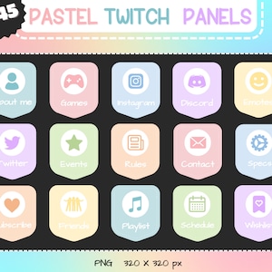 Pastel twitch panels. Kawaii stream panels.