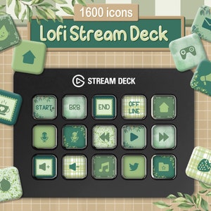 Lofi Green Stream Icons Set für Elgato. 1600 Cozy Icons für das Elgato Streamdeck.