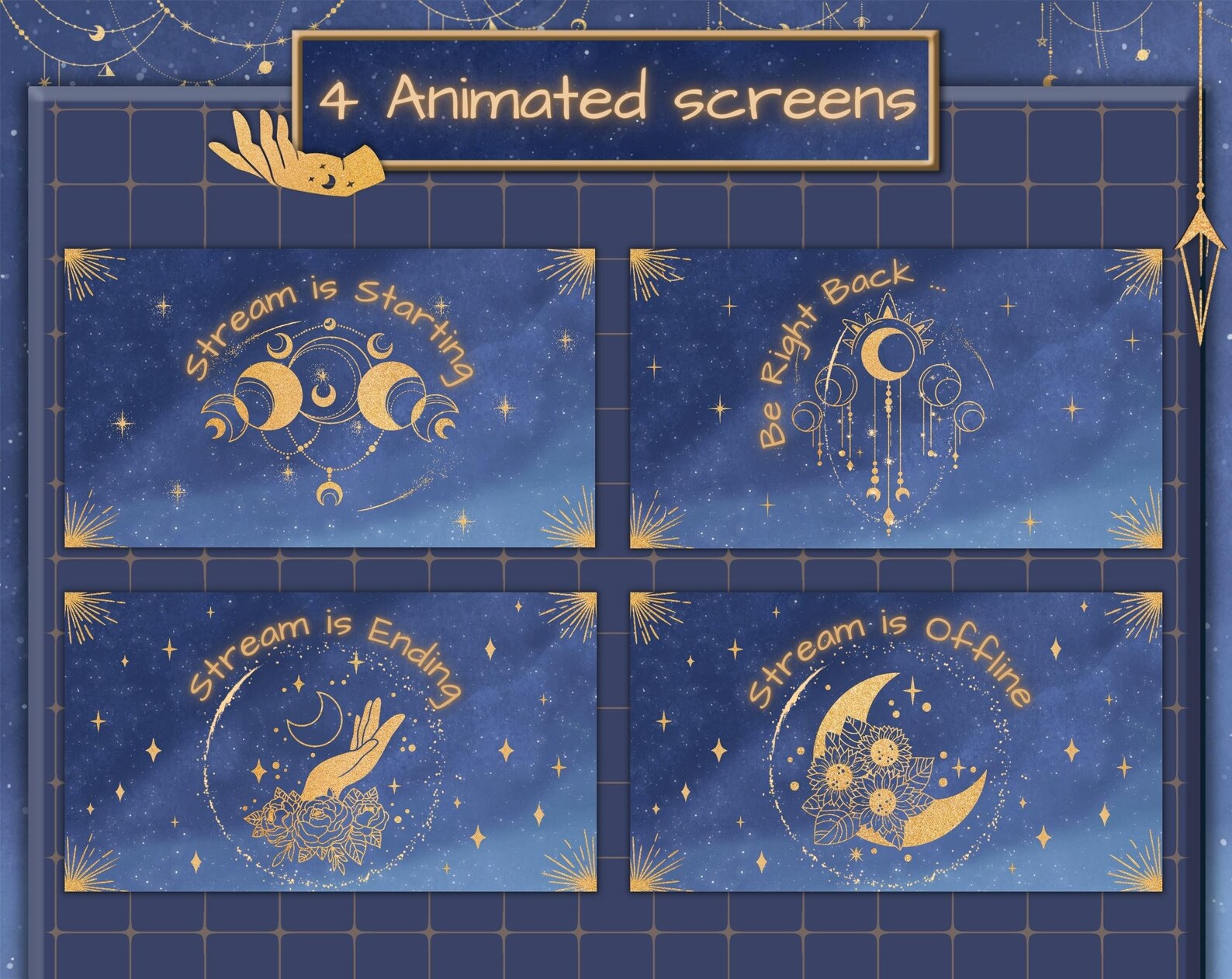 Moon Starting Soon Screen for Twitch. Celestial Stream Animated Screens ...
