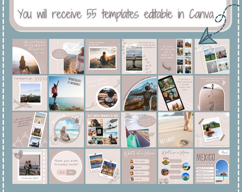 Travel Instagram template, Travel agent canva template, Travel social media template image 2