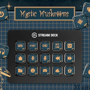 Icons Set + Bildschirmschoner für alle Streamer. 200 Mystische Pilze Icon Pack für Elgato Streamdeck. Himmlische Ikonen.
