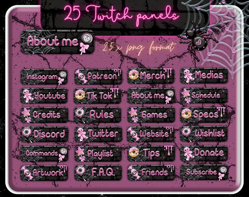 Pink halloween twitch overlay package cute halloween stream overlay