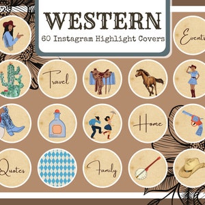 Icônes instagram occidentales, couvertures de surbrillance occidentales, couvertures d&#39;histoires de cow-boy bleu. 60 couvertures Instagram.