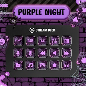 Stream Deck icons Elgato purple goth + screensavers. 200 unique icons.