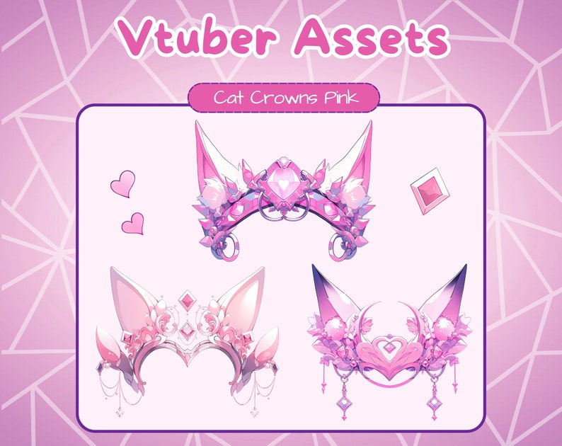 Vtuber Pink Cat Crown. Pngtuber Cat Accessories for Twitch. - Etsy