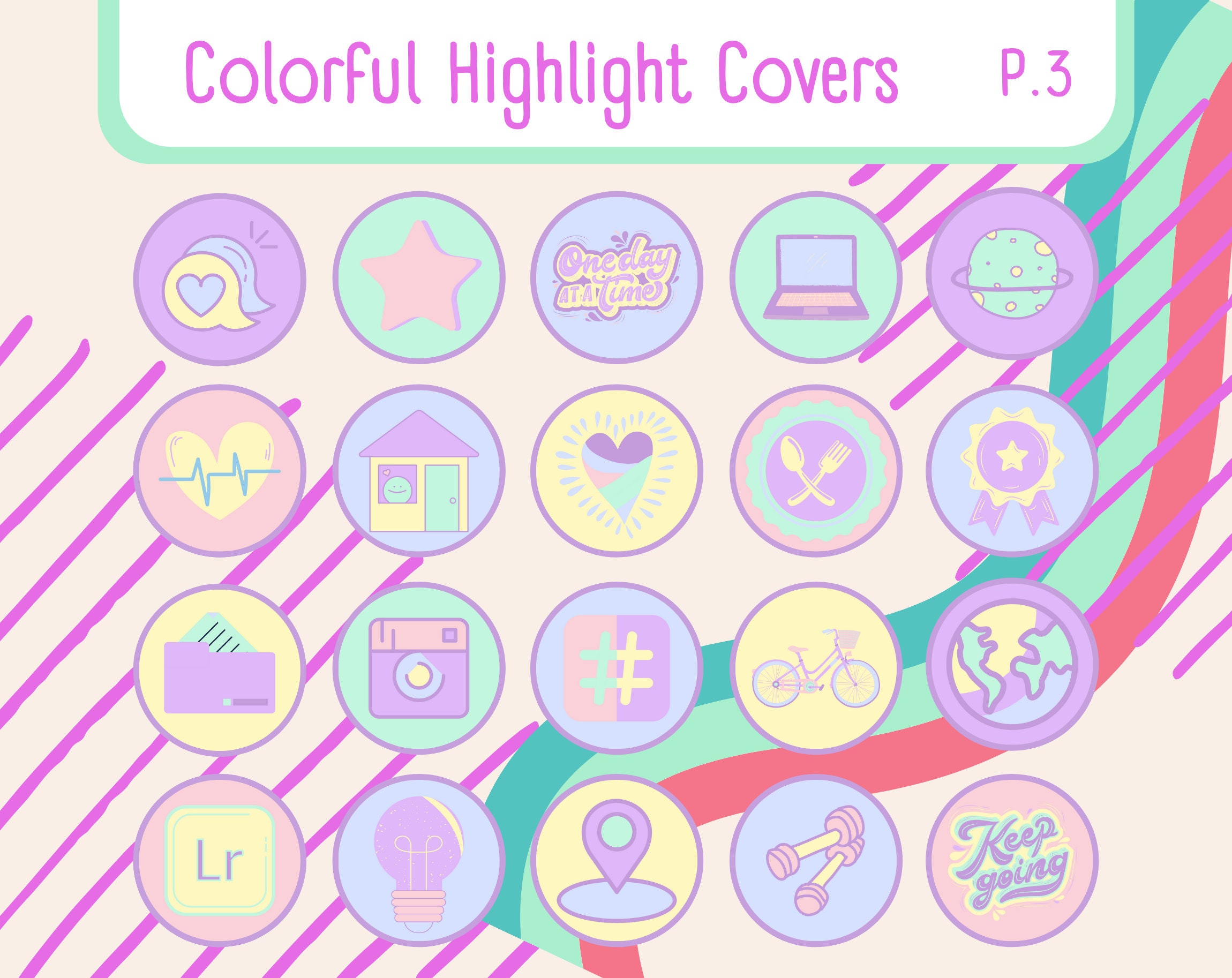 100 Pastel Instagram Highlight Covers. Purple Instagram Etsy