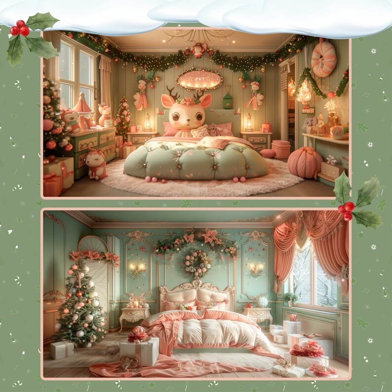 Cute Christmas Backgrounds. Vtubers Christmas Bedroom Backgrounds