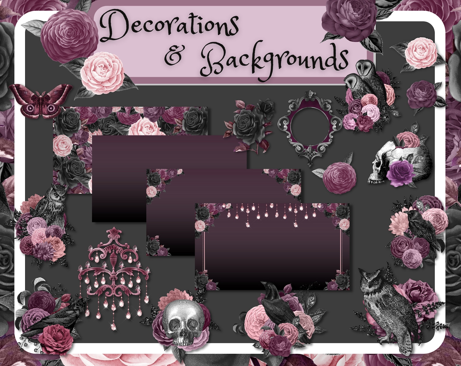 Goth Twitch Overlay Package Horror Stream Overlay Gothic Etsy
