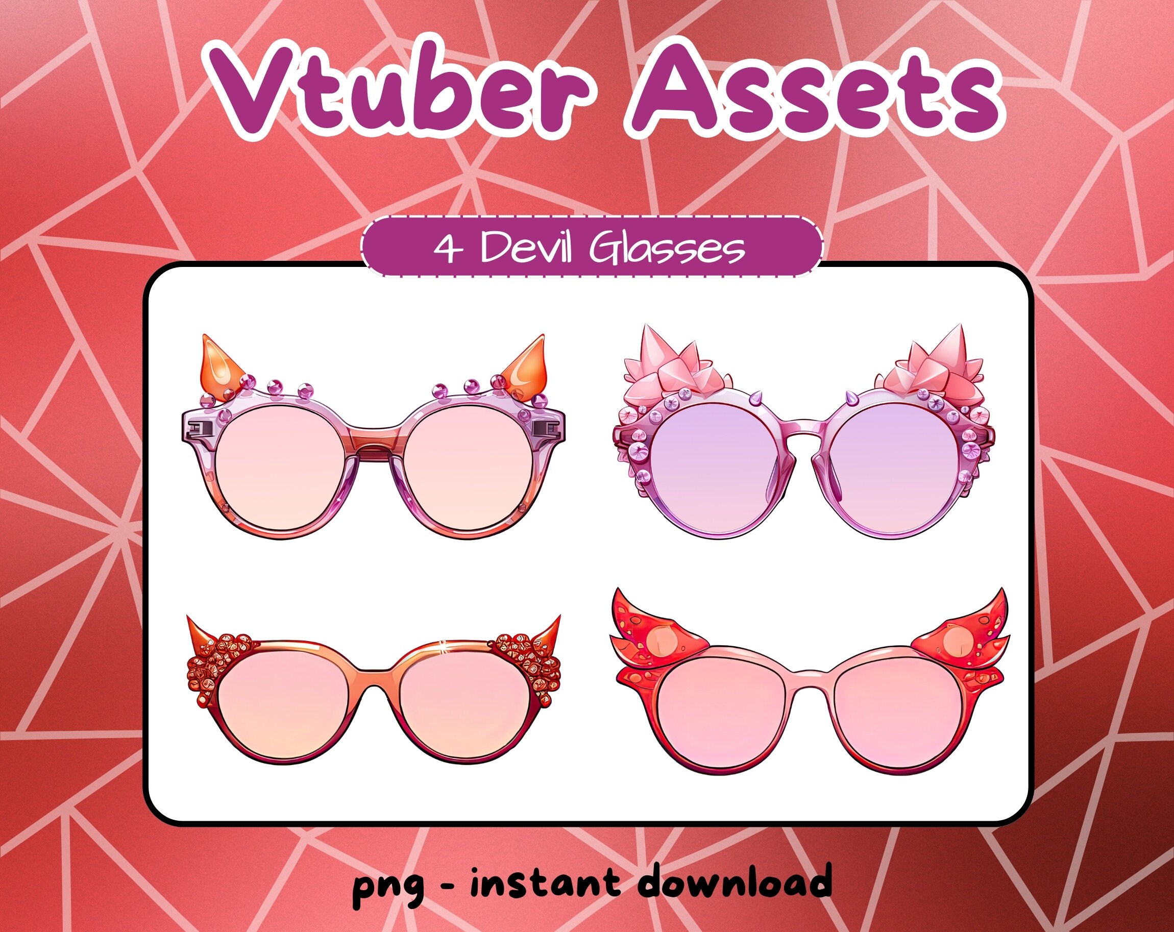 Vtuber Devil Glasses . Pngtuber Outfit Assets for Twitch. Vtuber Vampire Items. Etsy
