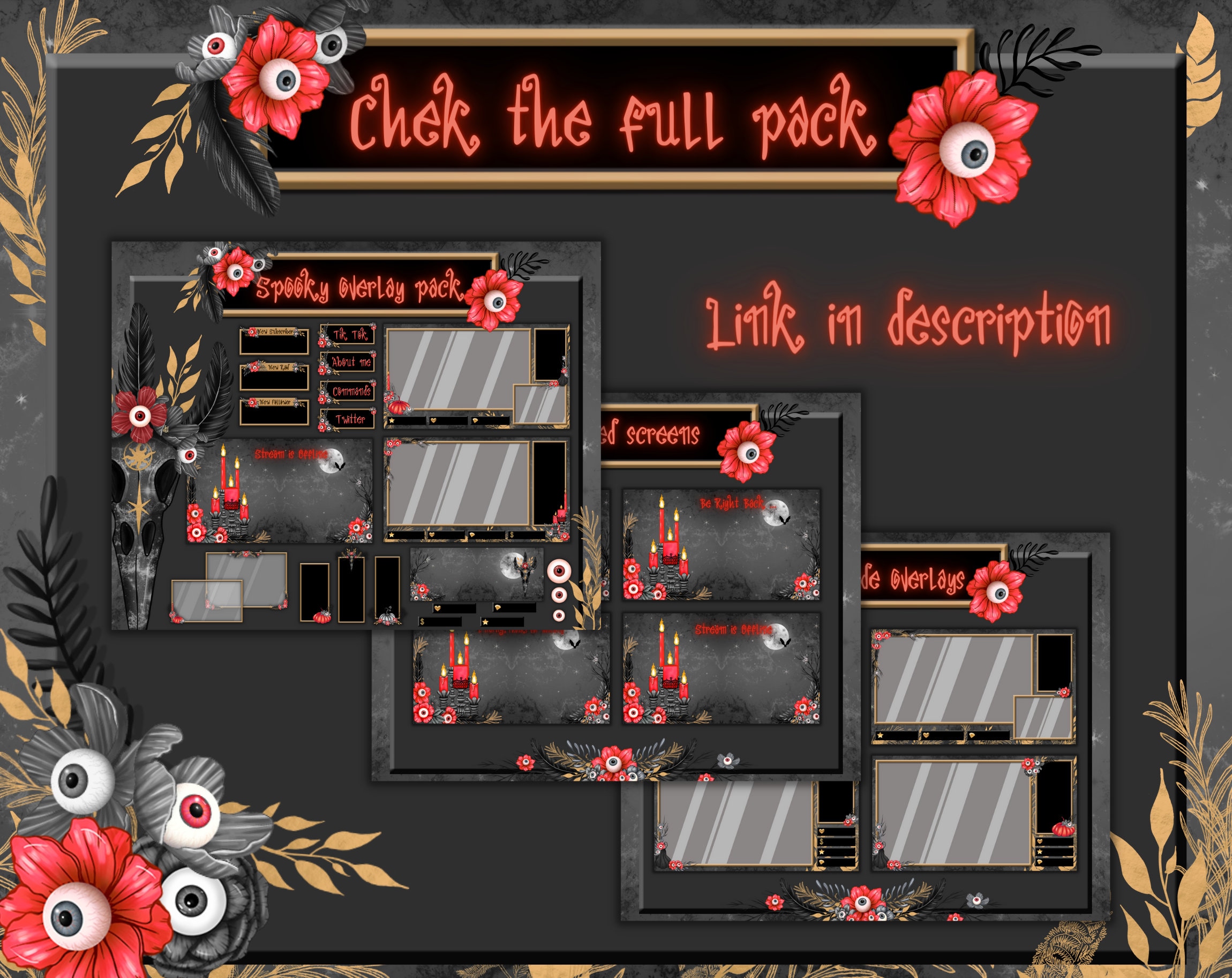 Spooky Twitch Panels. Black and Red Stream Panels. Dark Horror Panel ...