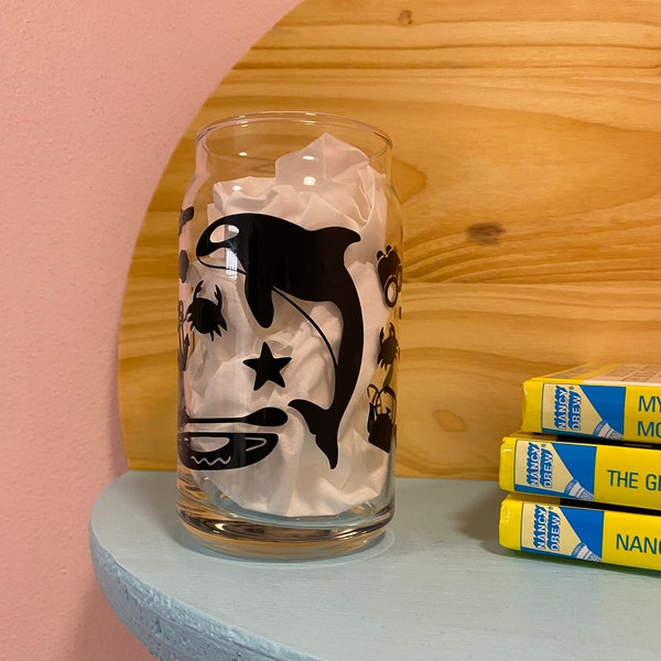 Detective Glass Cup, Girl Detective, Whale Watching Cup, Iced Coffee Cup, whale lover gift, PC Game Gift, Amateur Detective, Nancy Drew, DDI