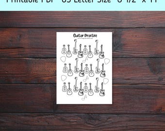 Kids Guitar Practice Tracker: Printable Music Hobby Journal (PDF)