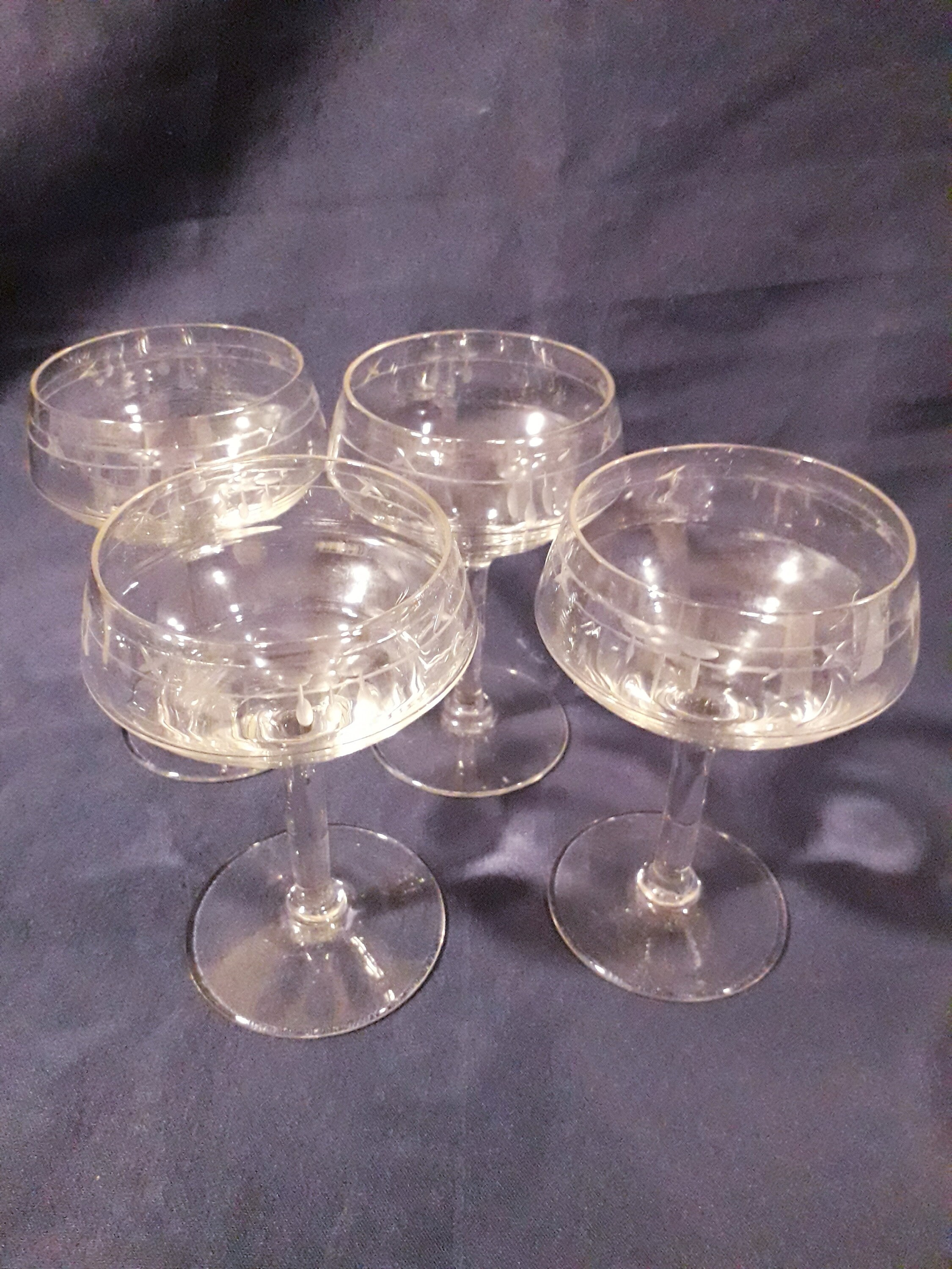 4 Coupes de Champagne Antiques Français/Verres à Champagne