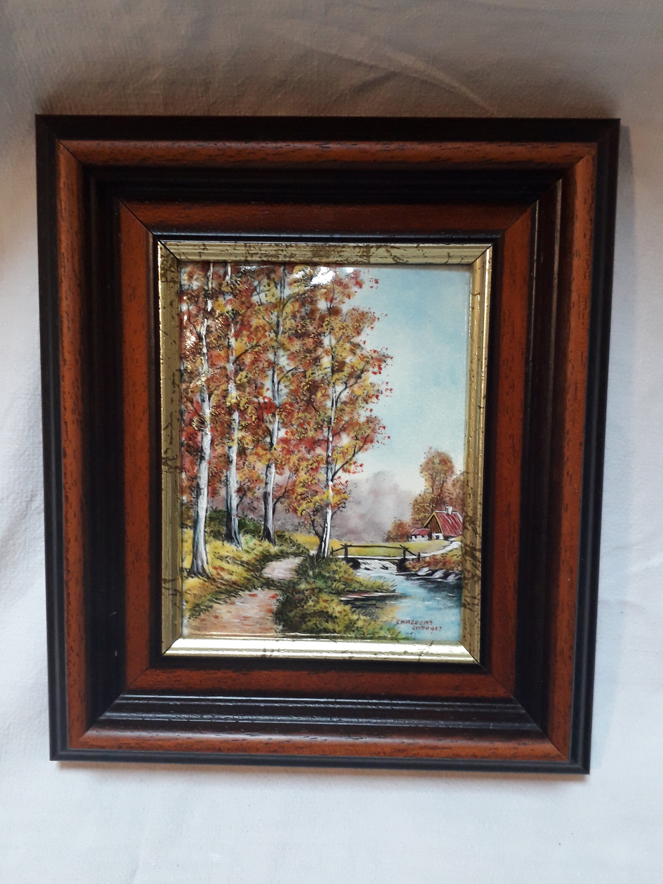 Français Émail de Limoges sur Cuivre Peinture Signée Chazelas