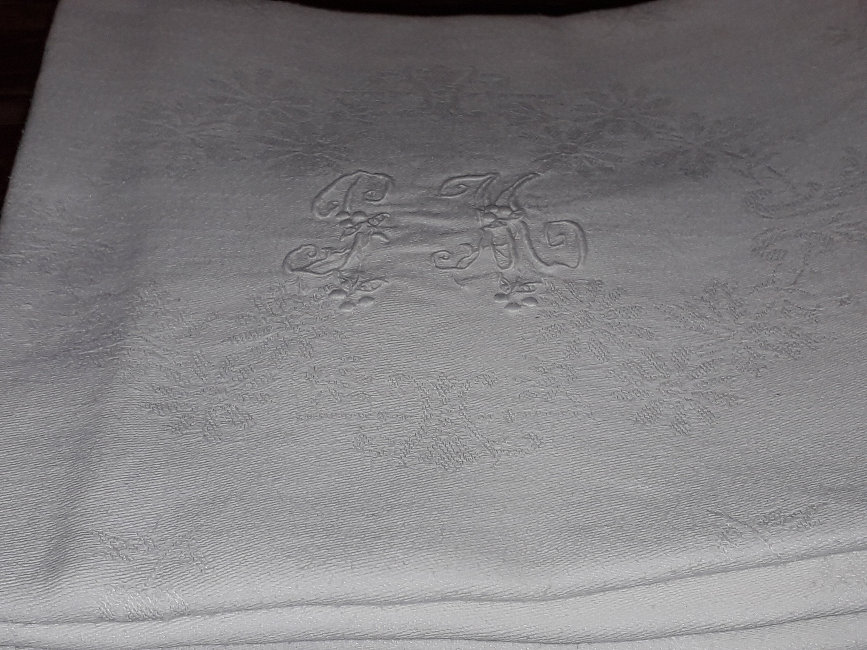 10 Français Antique Monogram Ph ou Pm Damask Tea Towels/Grandes Serviettes Serviettes