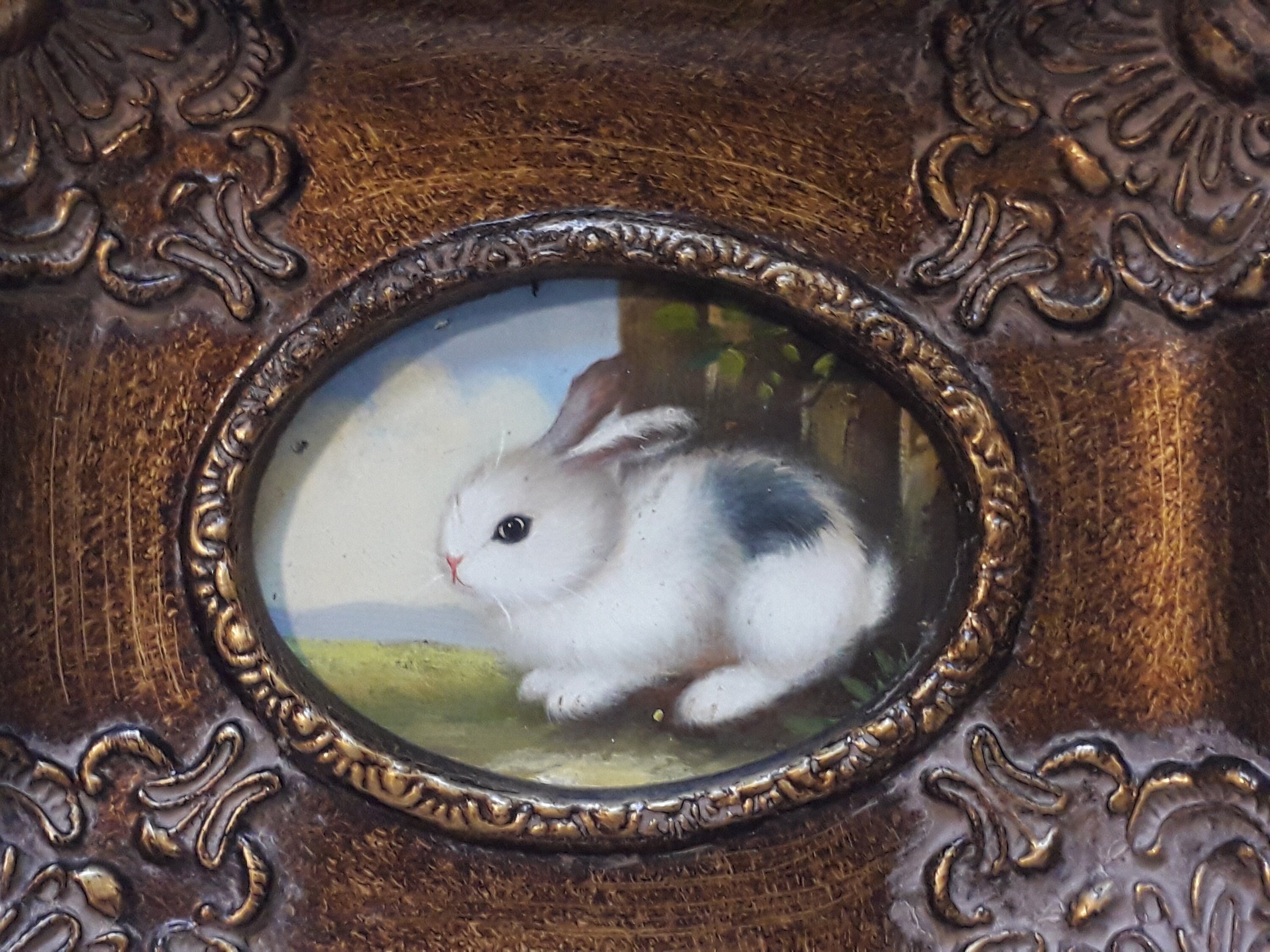 Magnifique Peinture à L'huile de Lapin