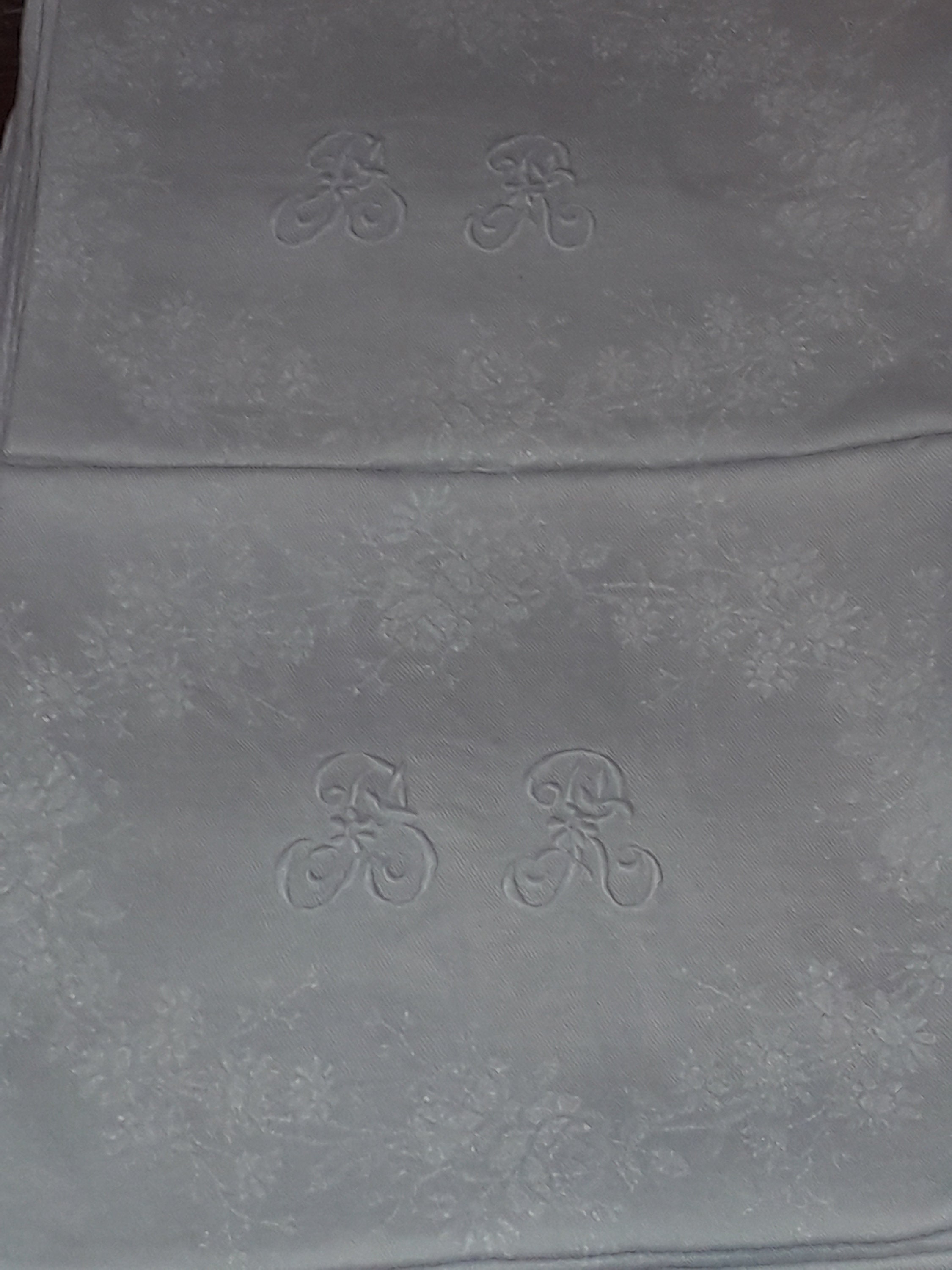 8 Français Antique Monogram Br Damask Large Serviettes/Torchons