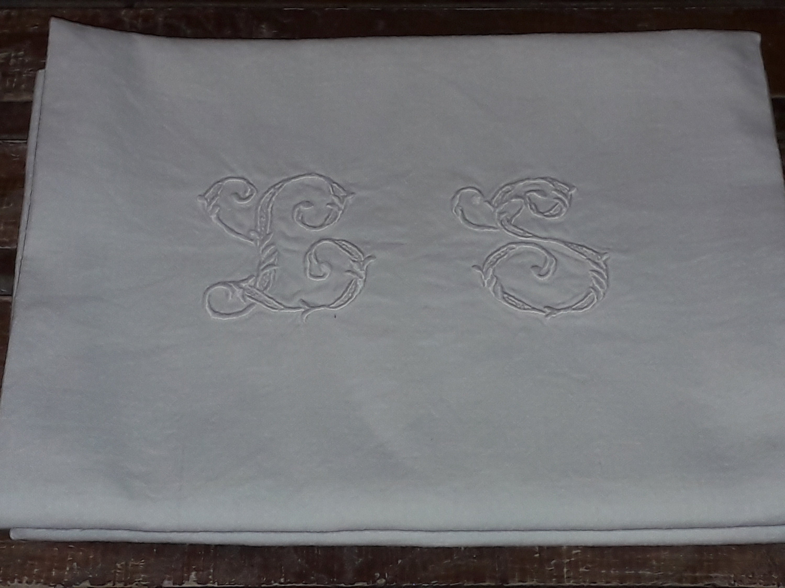 2 Français Antique Monogram Ls Torchons/Grandes Serviettes Serviettes