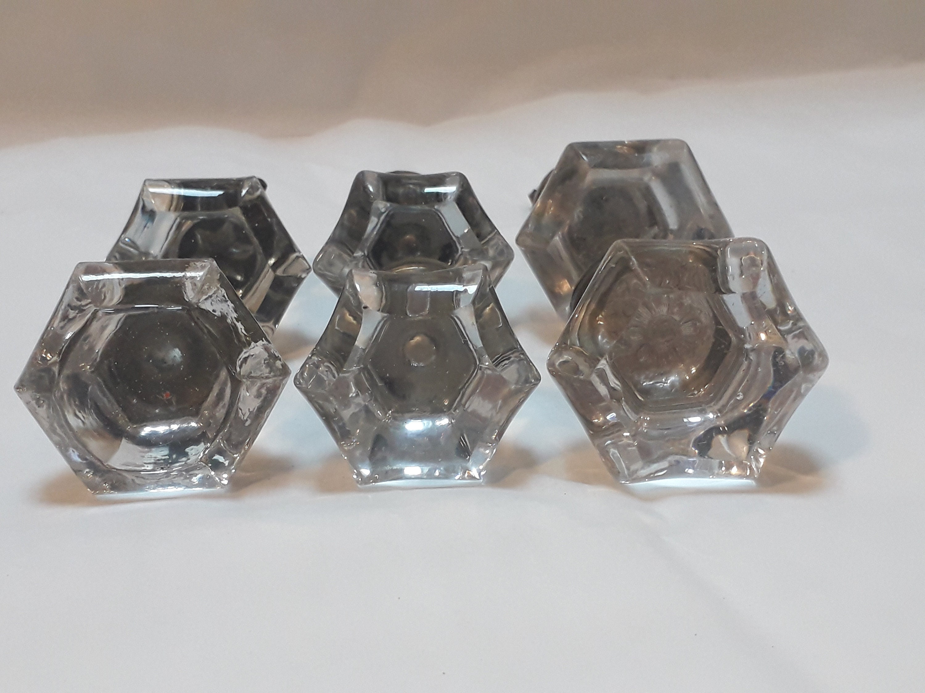 6 Boutons de Tiroir en Cristal Français/Poignées Tiroirs