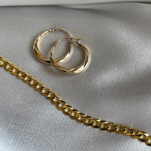 18k Gold Cuban Link Chain Necklace, 18k Gold Link Chain, 18k Gold Necklace, 18k Gold Cuban Link Necklace, Gold Necklace