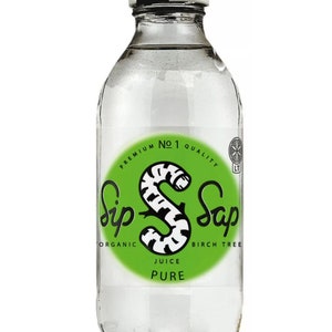 Organic Birch Tree Sap Juice: Pure Natural Vegan Drink (330ml) Glass