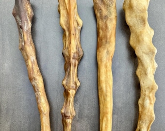 Snack per cani a base di coda di bufalo essiccata all'aria naturale: snack monoproteici a lunga durata, 300 g (5 code grandi)