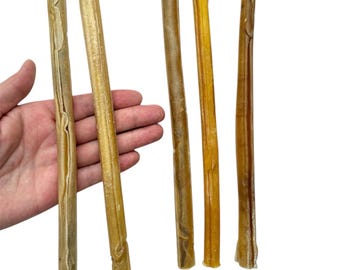 Rollos de cigarro de cuero crudo de res orgánico natural para perros, paquete de 7 unidades, masticables de 24 cm (300 g) de largo.