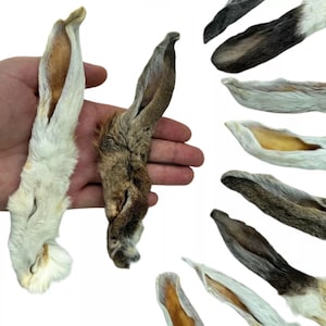 Natural Air-Dried Hairy Rabbit Ears - Single-Ingredient Crunchy Dog Treats with Fur Intact 200g Pack, Approximately 17-20 Ears