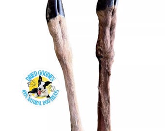2 petiscos grandes para cães com pernas de veado peludas: patas de veado orgânicas e naturais