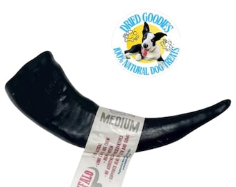 Air-Dried Buffalo Horn Dog Chew: Extra Hard, Long Lasting, Medium Size