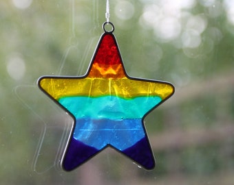 Star rainbow stained glass sun catcher