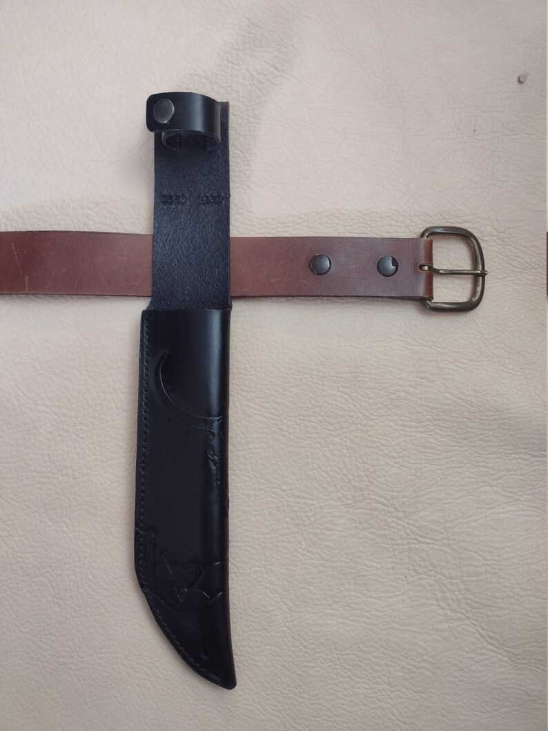 Custom Kbar Knife Sheath With Longhorn Skull and Mountains Etsy