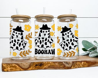 Halloween Iced Coffee beer can glass - Spooky season glass 16 oz